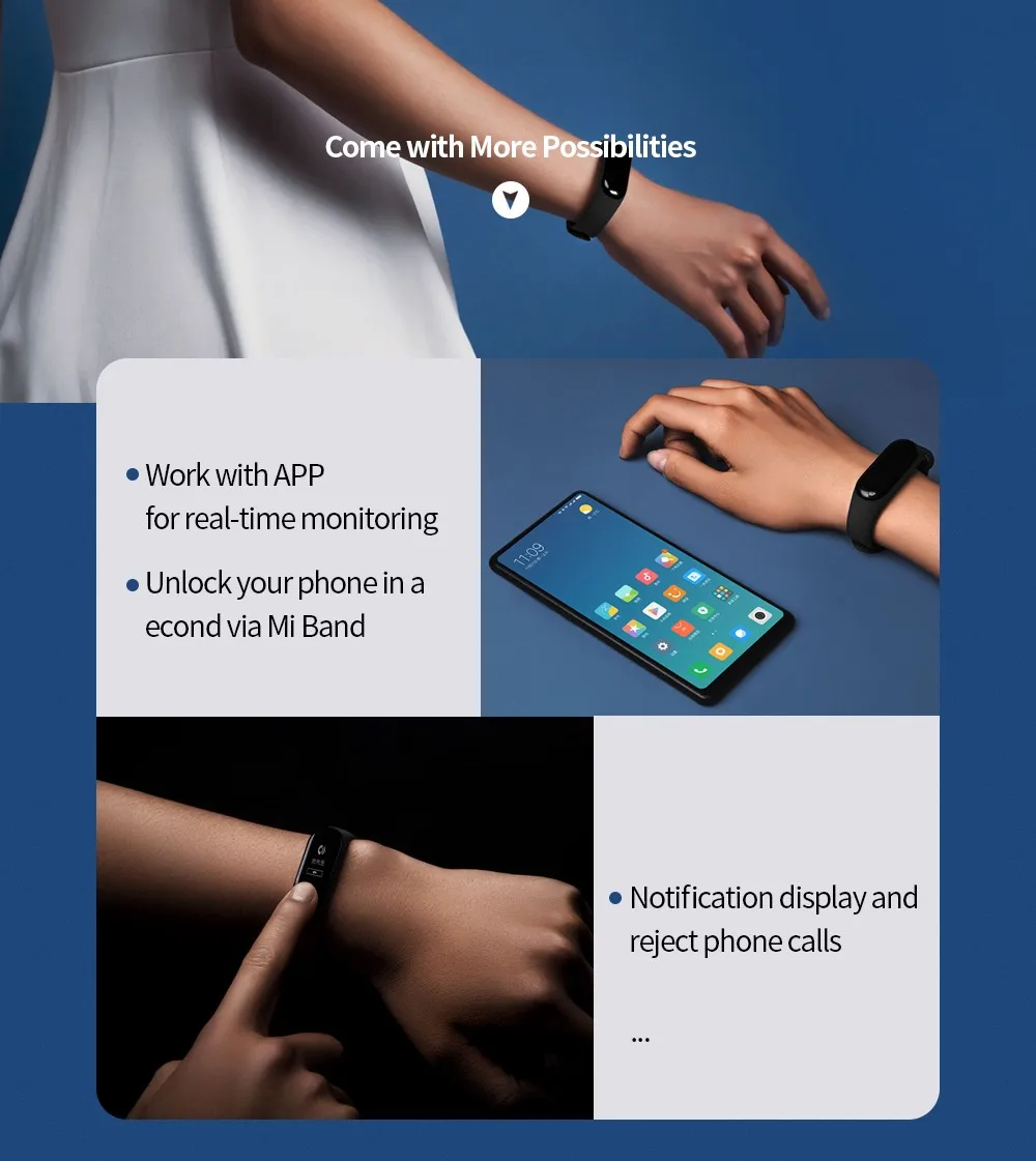 Xiaomi Mi Band 3 Smart Bracelet Heart Rate Monitor Bluetooth 4.2 Wristband