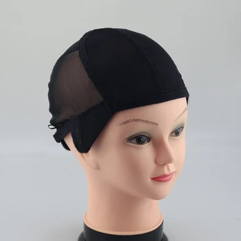 Stretch Lace Wig Caps For Making Wigs Black Mesh Hair Net Wig Weaving Cap With Adjustable Straps 5