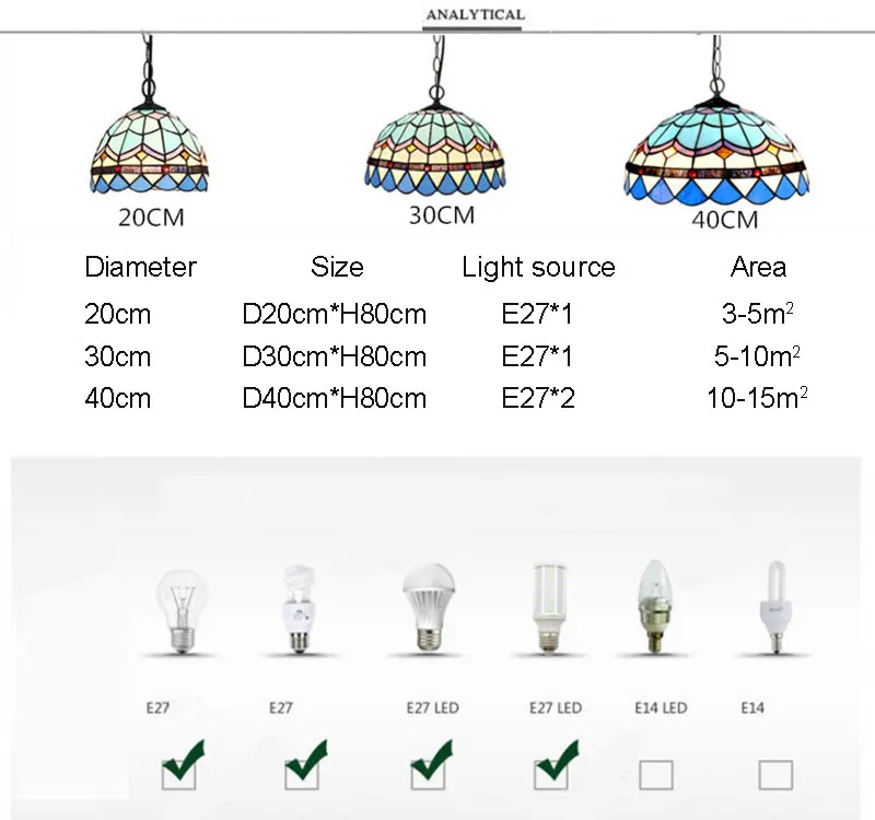 Тиффани Средиземноморский цветной стеклянный подвесной светильник для столовой спальни Одиночная лампа Балконный бар синяя лампа 90-260 В 0056