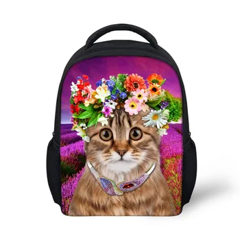 

THINK Wreath Cat Printing Student Kindergarten Backpack Cute Children School Bags Mochila Customized Baby Mini Toddler Bags