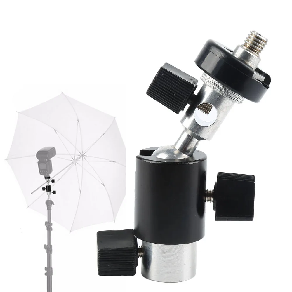 

1/4"3/8'' TypeD Flash Hot Shoe Adapter 360 Degree Camera Umbrella Holder Swivel Light Stand Bracket Tripod Photography Accessory