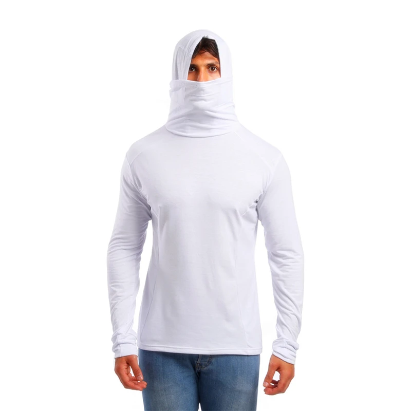 

Hoodie Men Sweatshirt Mask Elastic Outdoors Pullover Long Sleeve Hooded Blouse Bike Mask Sweatshirts fitness Sunscre'en Hoodies
