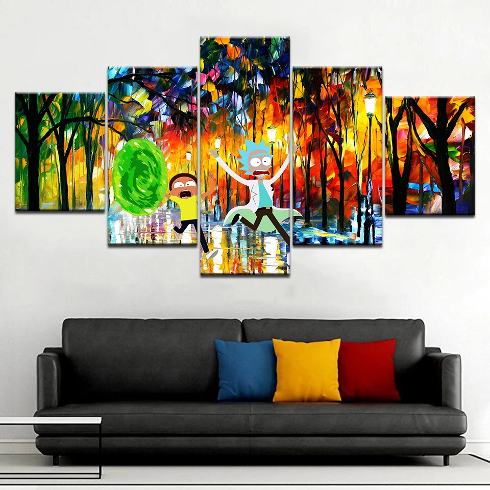 5piece-Poster-Canvas-Rick-and-Morty-frightened-wall-posters-Print-On-Canvas-Art-Painting-For-home