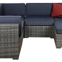 Дизайн 6 шт серый плетеный набор сидений с серыми подушками