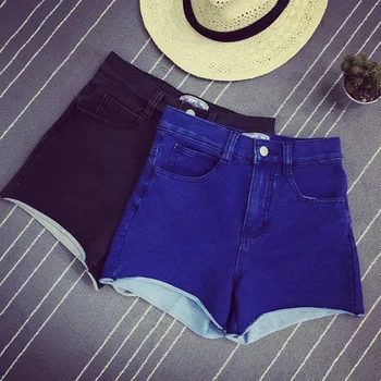 

2019 summer plus size denim shorts female fat MM stretch casual short Jeans pants New Hot Women Jeans High Waist Denim Shorts