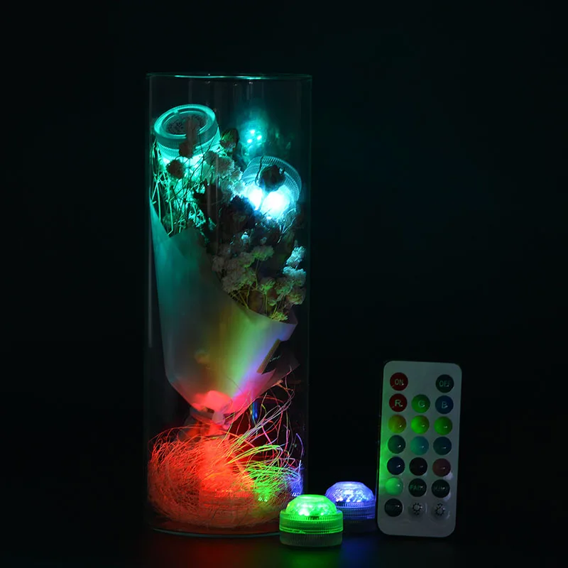 Мини RGB светодиодный светильник лампа Кнопка батарея круглая Свеча лампа подводная лампа с дистанционным управлением водонепроницаемые лампы погружной светильник s