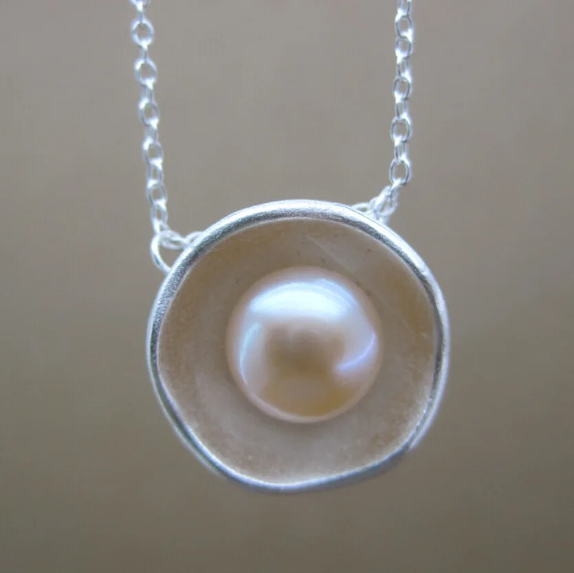 925 sterling silver pearl bud bloom pendant necklace handmade necklaces & pendants fashion artist design
