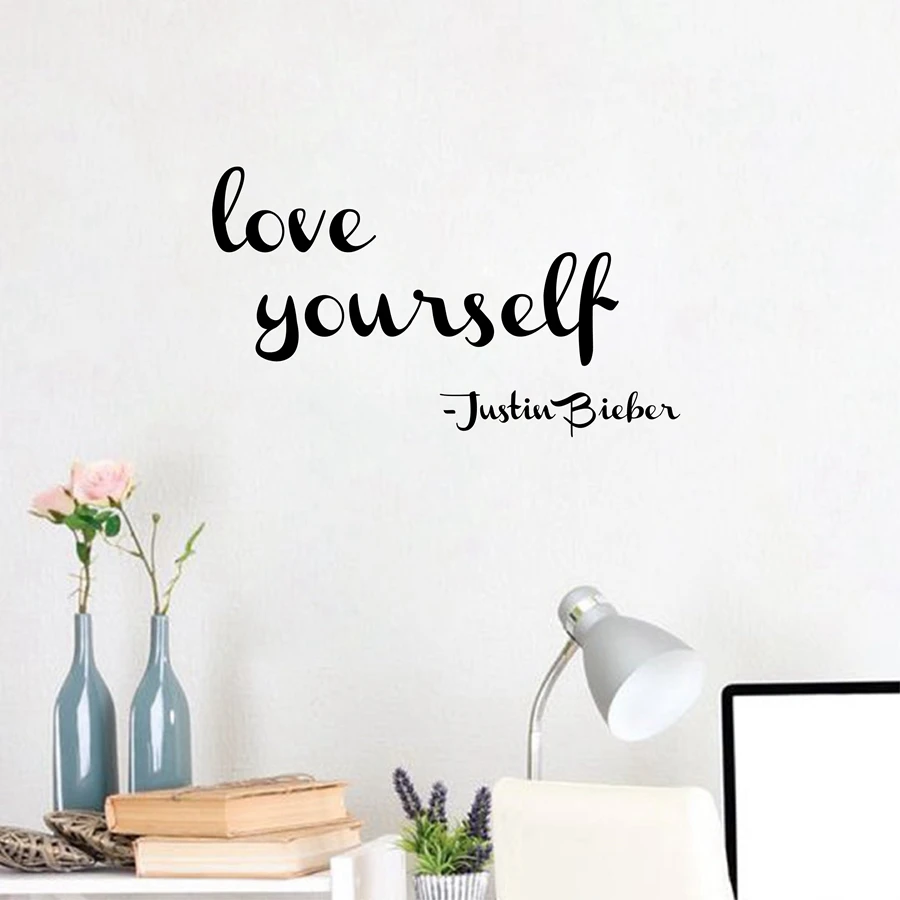 Бесплатная доставка Love Yourself настенные наклейки для комнаты девушек Джастина