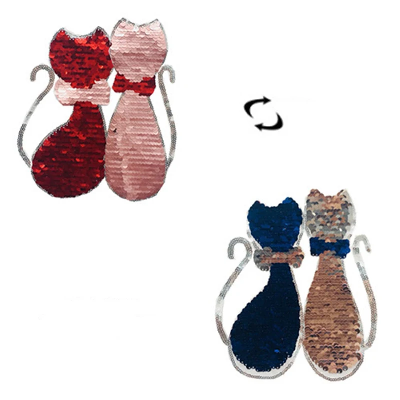 New Cat Reversible Change Color Sequins Sew on Patches for Clothes DIY Patch Applique Bag Clothing Coat Jeans Craft | Дом и сад