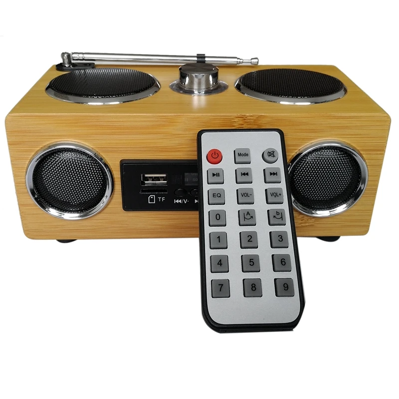 

Upgraded Eco-Friendly Hand-Made Light Weight Mini Portable Bamboo Wood Boombox Card Speaker With Radio Function +Remote Contro