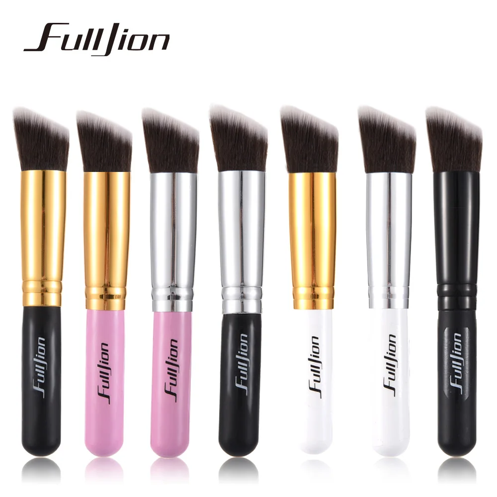 

Fulljion 1pcs Oblique And Flat Head Foundation Brush Multi-function Blush Powder Makeup Brushes Tools Wood Handle 7 Colors
