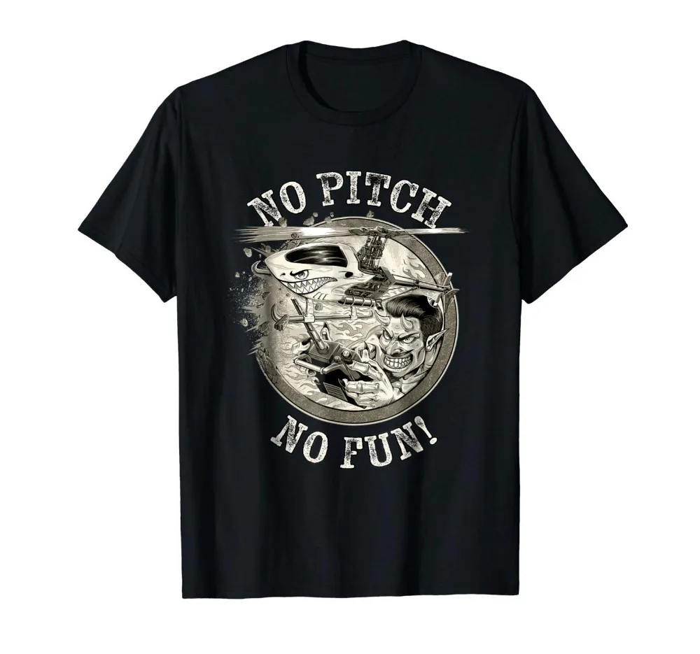 

No Pitch No Fun Devil Rc-Helicopter Modelling Pilot Men 2019 Funny Cotton Top Tees Short Sleeve T Shirts