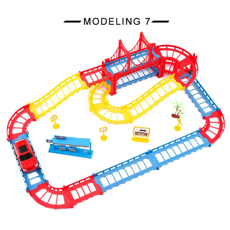 

DIY Variety Rail Car Electric Puzzle Toys Rotary Building Model Kit Sets Train Track Racing Orbit Cars Educational Toy for Kids