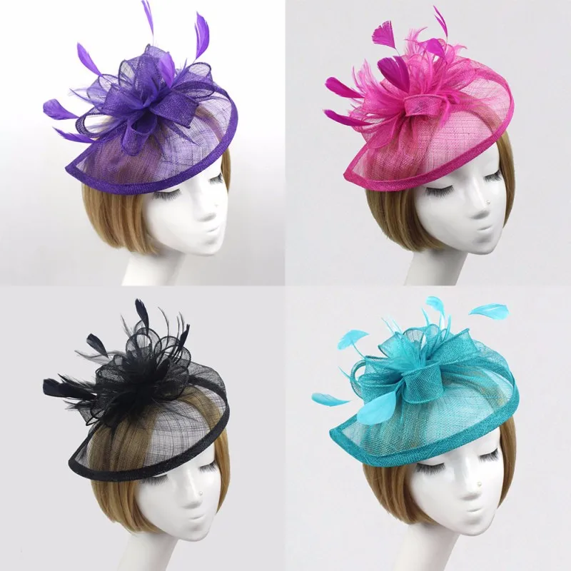 Mulheres Pena Fascinator Chapéu De Base Marca