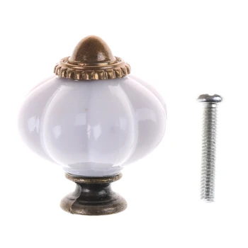 1pcs White Metal Plastic Vintage Style Door Knobs Cabinet Drawer Cupboard Kitchen Pull Handle Durable With Screw