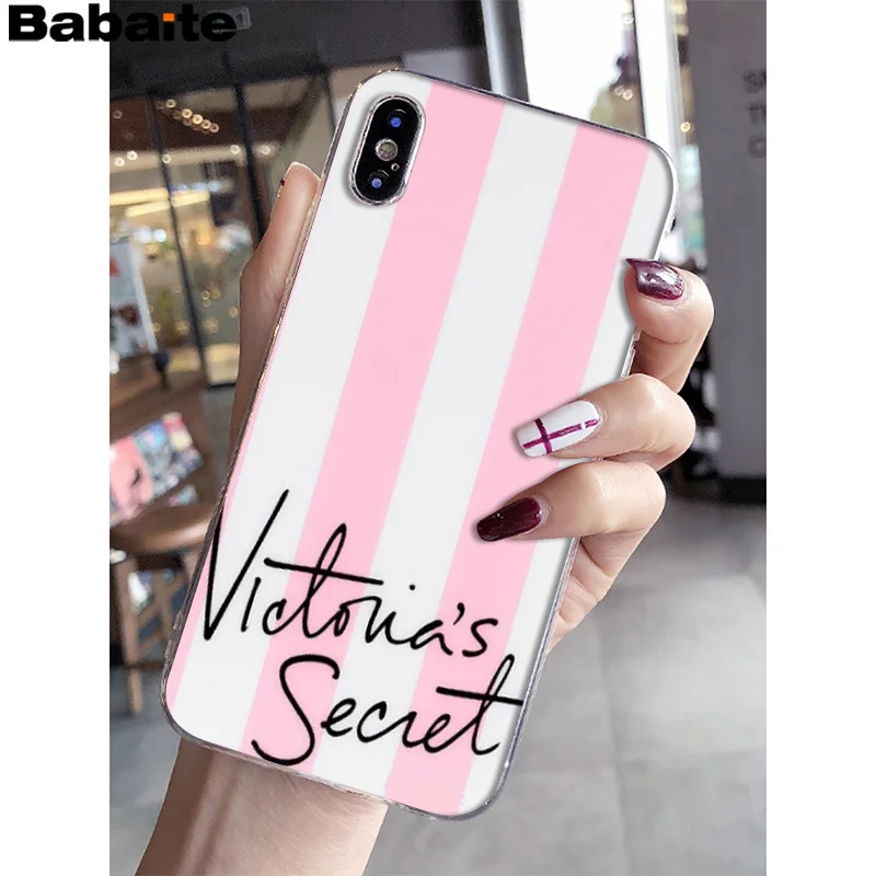 Babaite Brand NEW Victoria LOVE PINK Smart Cover Transparent Shell Phone Case for Apple iPhone 8 7 6 6S Plus X XS MAX 5 5S SE XR