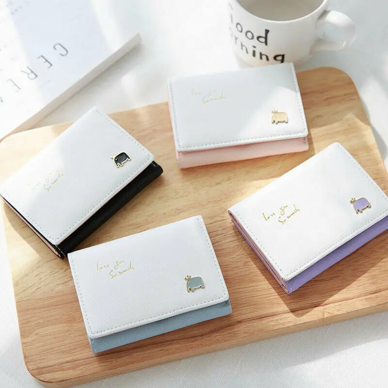 

Fashion Women Cute Short Mini Wallet Elegant PU Leather Small Clutch Purse Card Holders Ladies Handbag lovely kawaii Money Bag