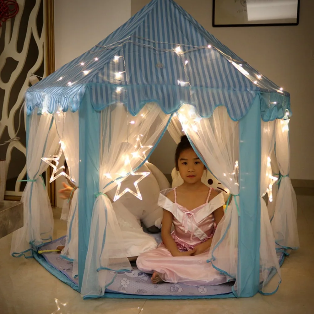 

Blue Lovely Girls Portable Foldable Princess Castle Cute Playhouse Children Kids Play Tent Outdoor Toys Tent For Children Kids