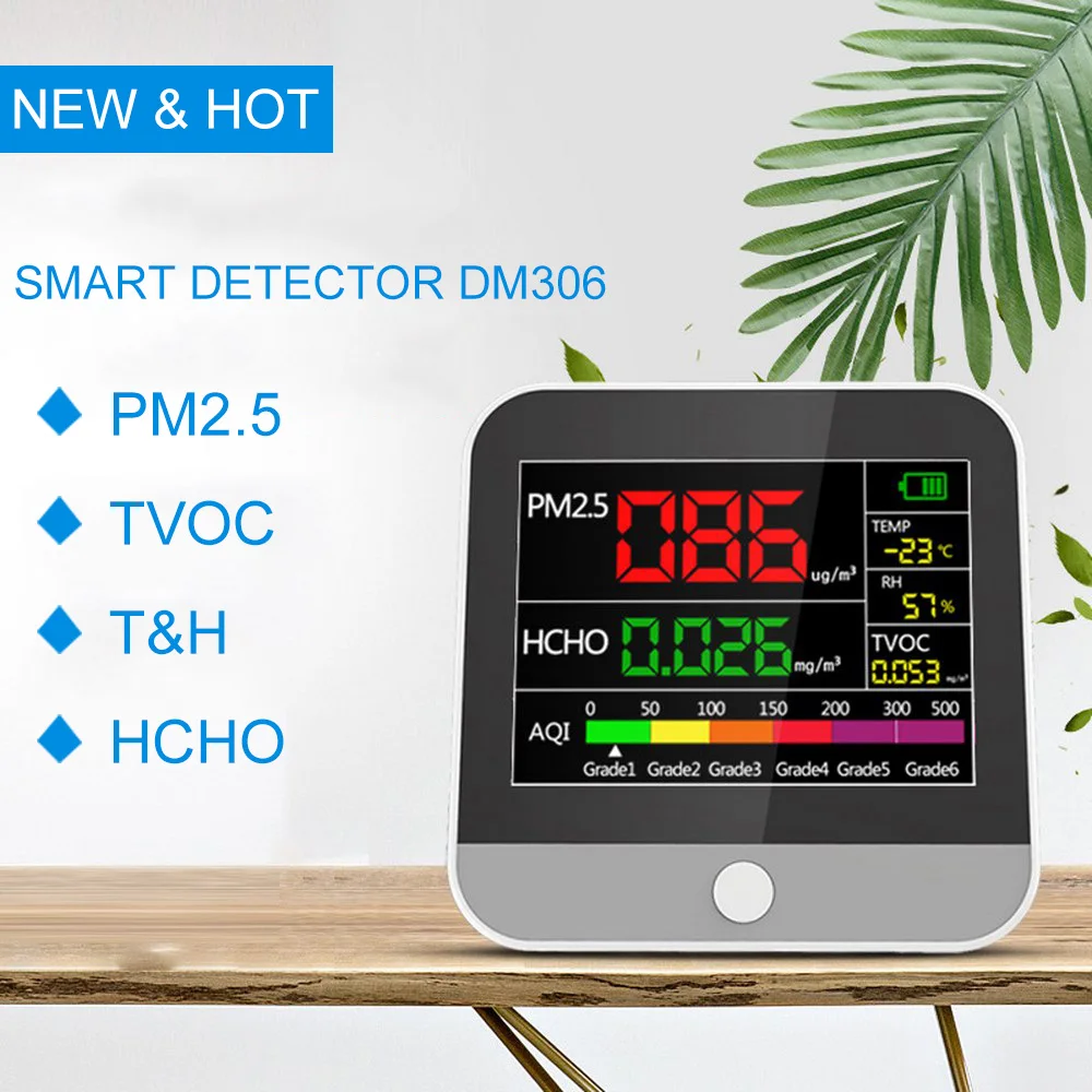 PM2.5 детектор HCHO TVOC формальдегид газоанализатор термометр гигрометр Измеритель температуры и влажности монитор качества воздуха