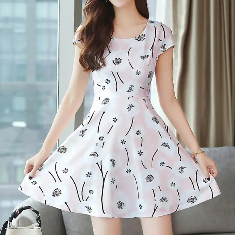 

Yfashion Summer Elegant Dress Women Fashion Floral Slim Mini Casual Cotton Dresses Brand Dress Female Women