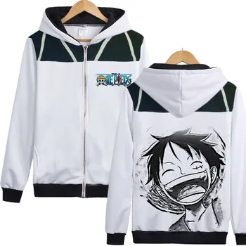 

Anime One Piece Luffy Hoodie Straw hat Monkey D. Luffy hoody Jacket Coat Sweatershirt Printed Both Sides Brand Outwear Clothes
