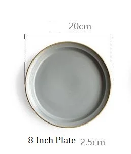8 Inch Plate NIMITIME японский стиль Матовый диск керамическая Западная Салатница набор для завтрака чашка для молока воды блюдо хозяйственная тарелка посуда - Цвет: 8 Inch Plate