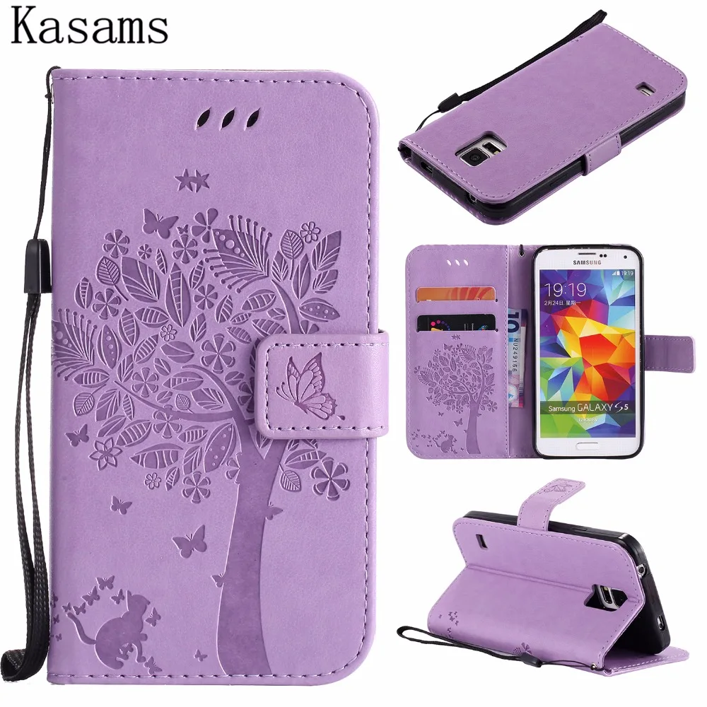 

3D Tree For Samsung Galaxy S5 Mini G800 Leather Mobile Case For Samsung S5 SV I9600 Phone Shell Wallet Magnetic Flip Stand Cover