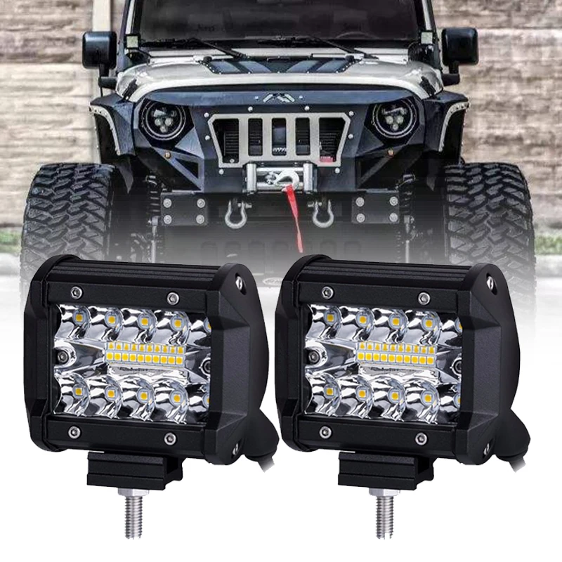 

4" 60W Work Light Triple Row LED Light Bar Spot Beam Offroad 4WD 4x4 Truck SUV ATVLED Bar for Pickup Camper Trailer 12V 24V
