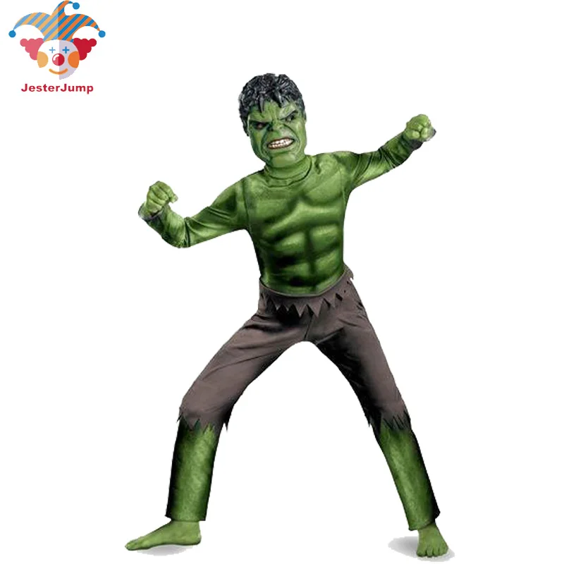 Goedkoop Avenger Hulk Kostuum Voor Meisjes Jongen Anime Masker Cosplay Hulk Jumpsuit Rompertjes Halloween Kostuum Voor Kinderen Kid Fantasy Hulk Pak