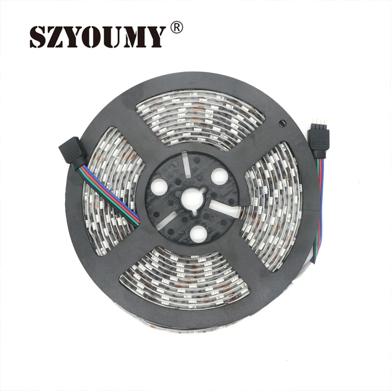 SZYOUMY RGB 5050 SMD 300 светодиодов 500 см Водонепроницаемый IP65 гибкие светодиодные полосы света 60 светодиодов/метр DC 12 V Сменные Цвет 200 м