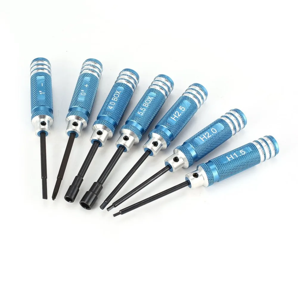 7Pcs RC Screwdriver Kit Straight Cross 1.5 2.0 2.5mm Hex Screwdriver 4.