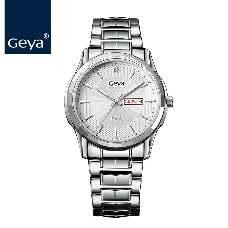 Geya Новые Роскошные Япония Miyota 2105 для мужчин серебро сталь кварц-часы бизнес световой Дата Мужской часы модные повседневное для мужчин