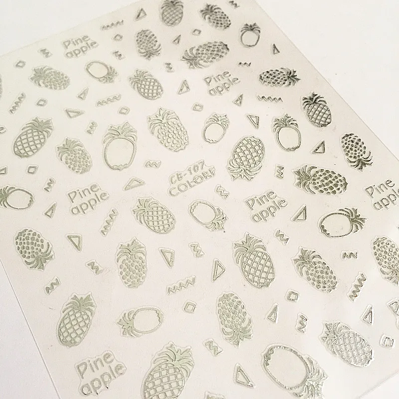 CB sereis CB-107 pineapple 3d nail art sticker nail decal stamping export japan Newest
