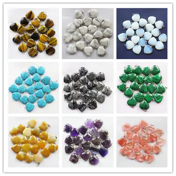 

90Pcs 20x5mm Mixed Natural Stone Heart Pendant Bead