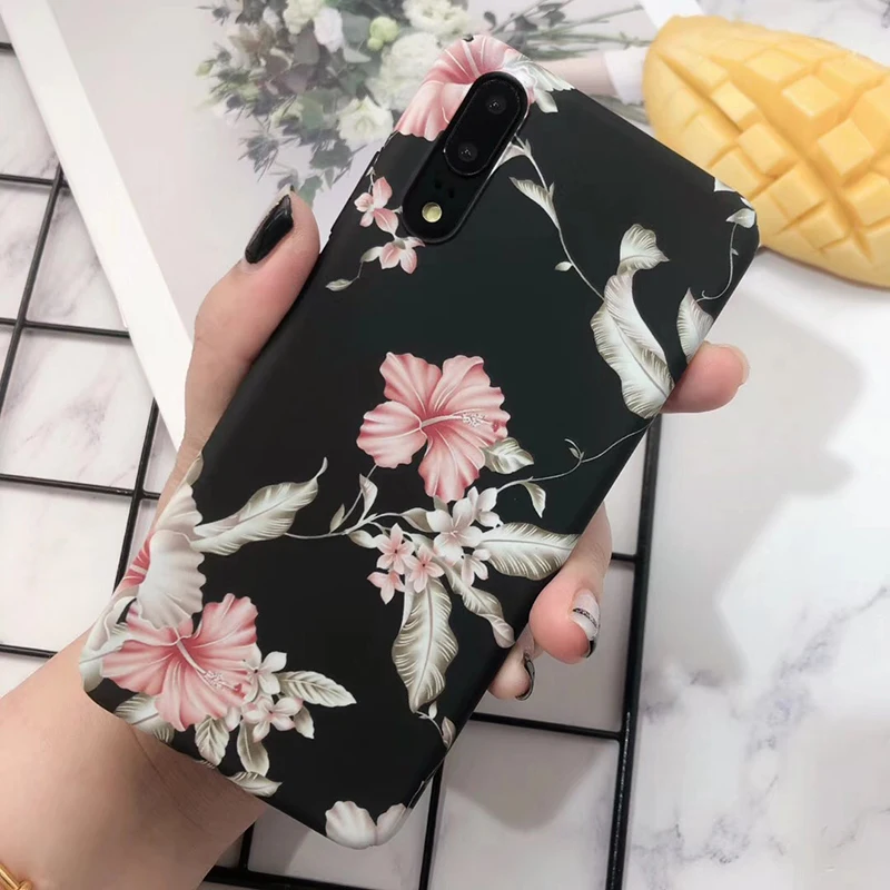 

Hard phone Cases For Huawei P10 P20 Mate 10 20 Pro Lite Water flowers matte hard PC cover For Honor 8X 10 V10 back fundas capa
