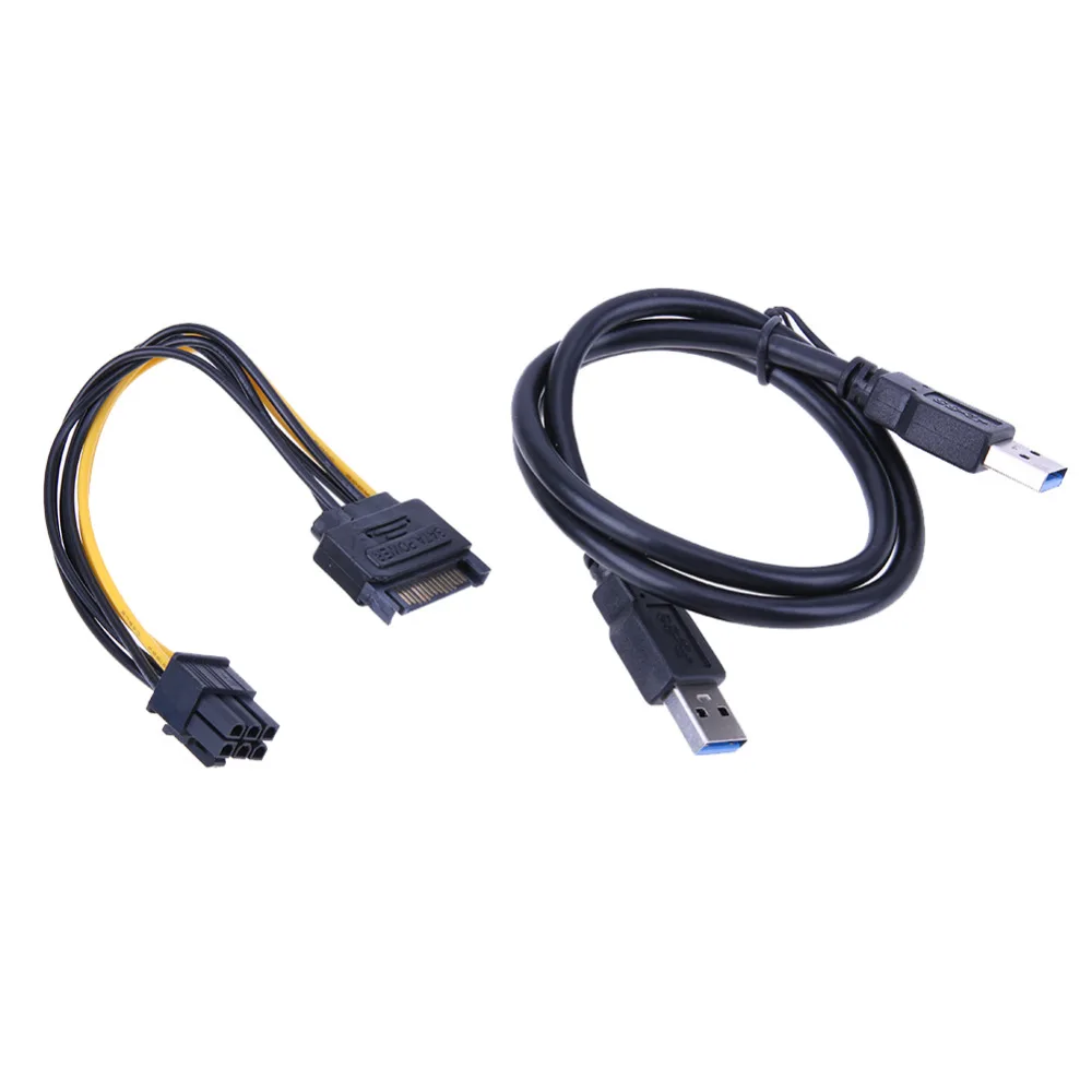 USB 3.0 PCI-E Express 1X 4x 8x 16x Extender Riser Card with SATA 6 pin USB3.0 cable For graphics video card mining BTC miner