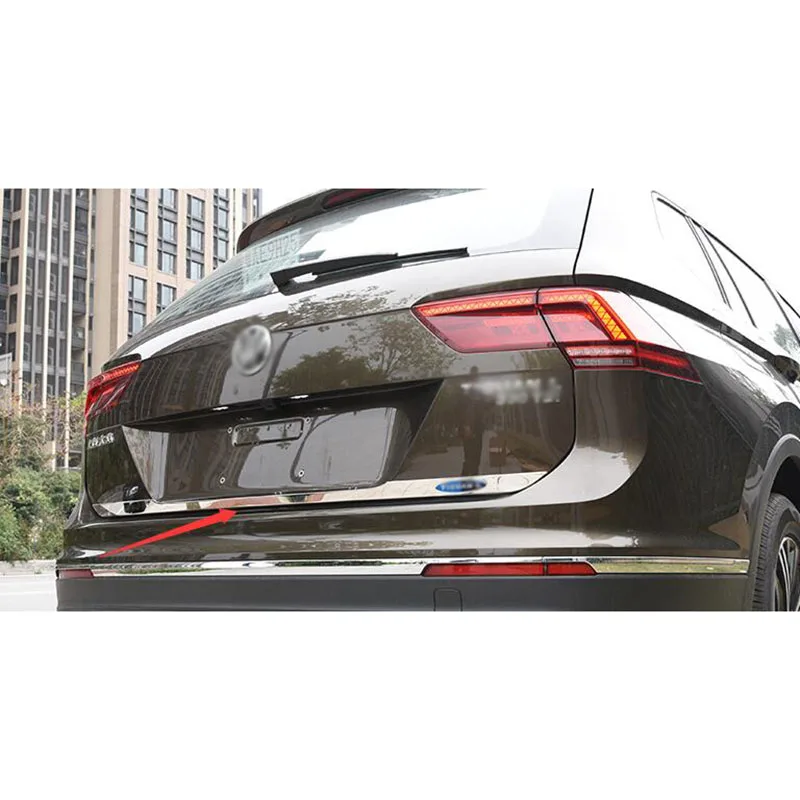 

STYO For VW Tiguan MK2 2017 2018 Blue Stainless Steel Rear Trunk Lid Cover Trim /Tail Gate Protector Back Trunk Cover