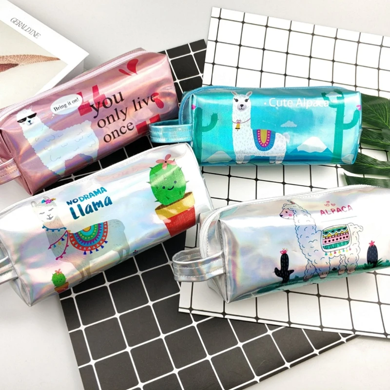 

Kawaii Laser Animal Alpaca Pencil Bag Cute Kids Large Pencil Case Storage Pencilcase Stationery School Office Writing Supplies
