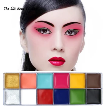 

12 Colors Flash Tattoo Face Body Paint Oil Painting Art Halloween Party Fancy Dress Beauty Makeup Tools