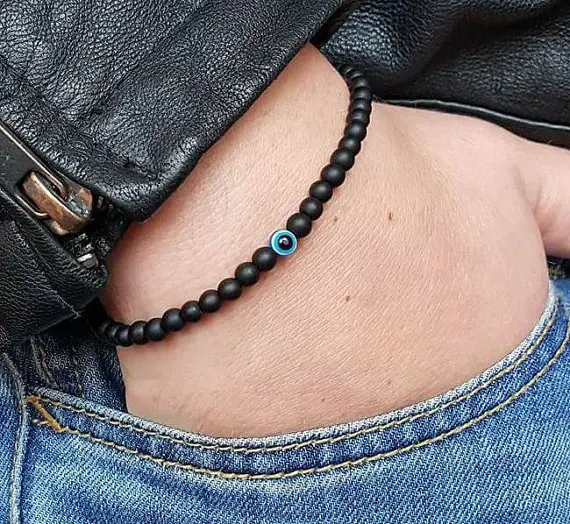 

New Fashion Hot High Quality charm Bracelets & Bangles Elastic demon eye Dull Polish Stones Beads Bracelet For Men women