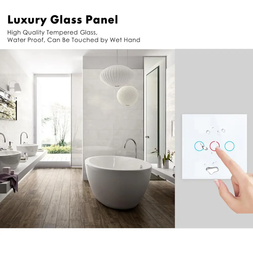 Умный выключатель с Wi Fi сенсорный света App/433 RF/Голосовое управление Alexa Google Home 1 2 3