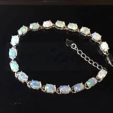 Натуральный опаловый браслет 925 серебро 0.3ct* 18 шт драгоценный камень для мужчин или женщин ювелирные украшения# T19022313