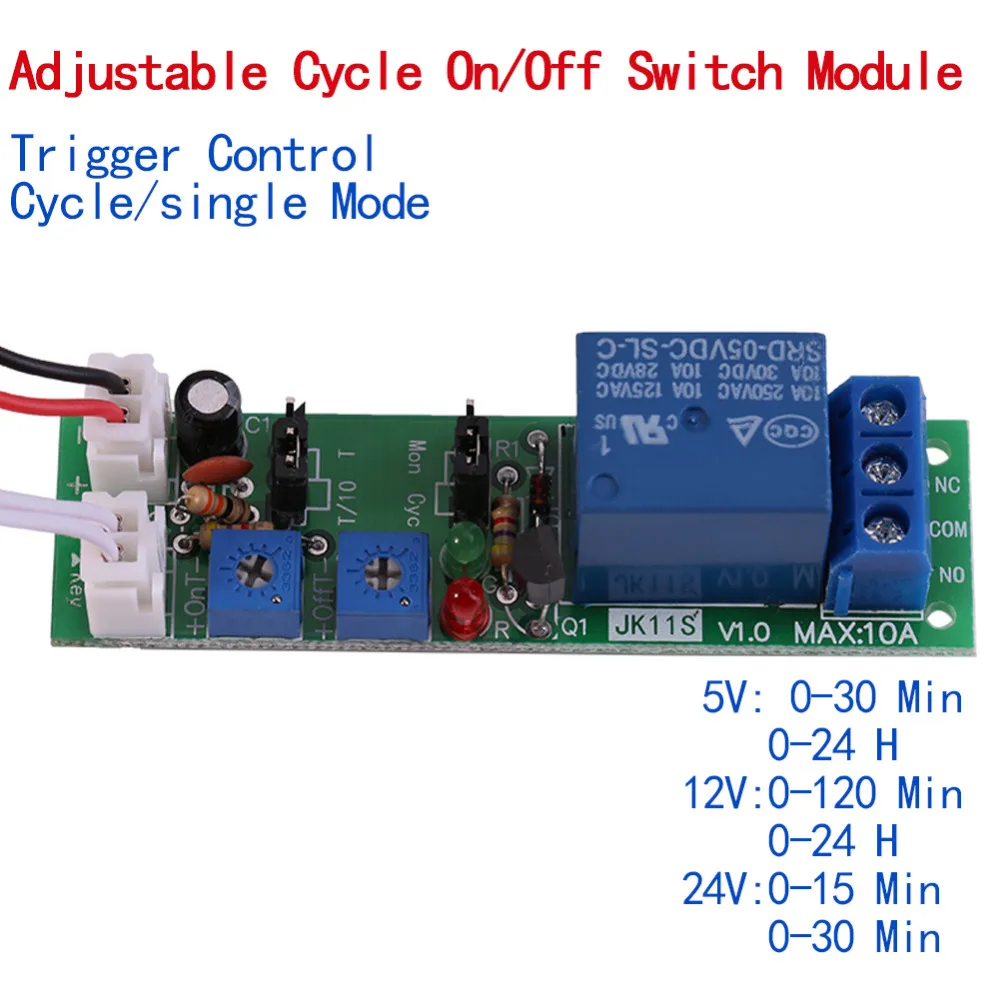 DC 5V/12V/24V Timer Relay Module Adjustable Timer Cycle Timer Switch