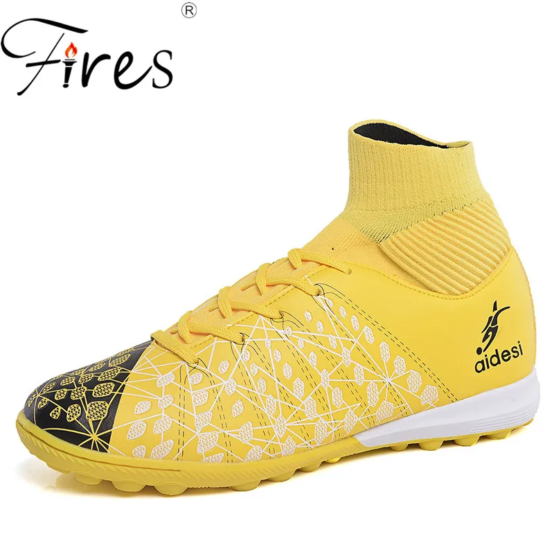 Срабатывает мужские сникерсы искусственная кожаная спортивная обувь Большие размеры 45, 46 тренировочные кроссовки короткий ноготь Мужская футбольная обувь для игры вне помещений - Цвет: yellow
