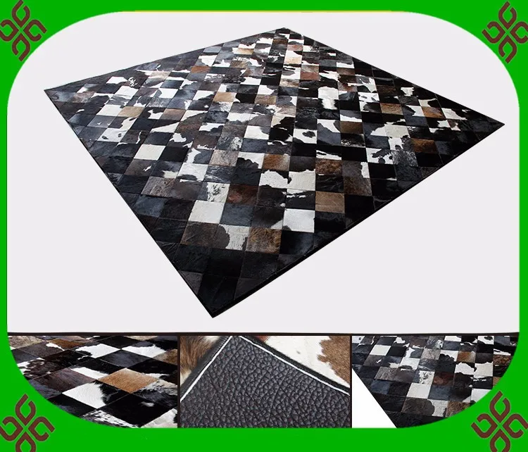 

Fashionable art carpet 100% natural genuine cowhide leather carpet for sale