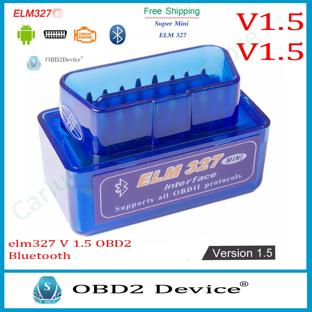 Best MINI ELM 327 V1.5 Bluetooth For Android elm 327 Auto OBD2 Scanner Car Code Reader Diagnostic Tool elm-327 V 1.5 OBD 2 II
