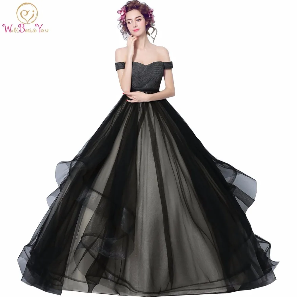Walk Beside You Black Evening Dresses vestido de