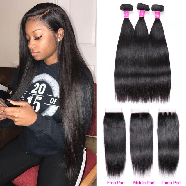 Abijale Straight Hair Bundles With Closure Brazilian Weave Abijale Straight Hair Bundles With Closure Brazilian Weave Human