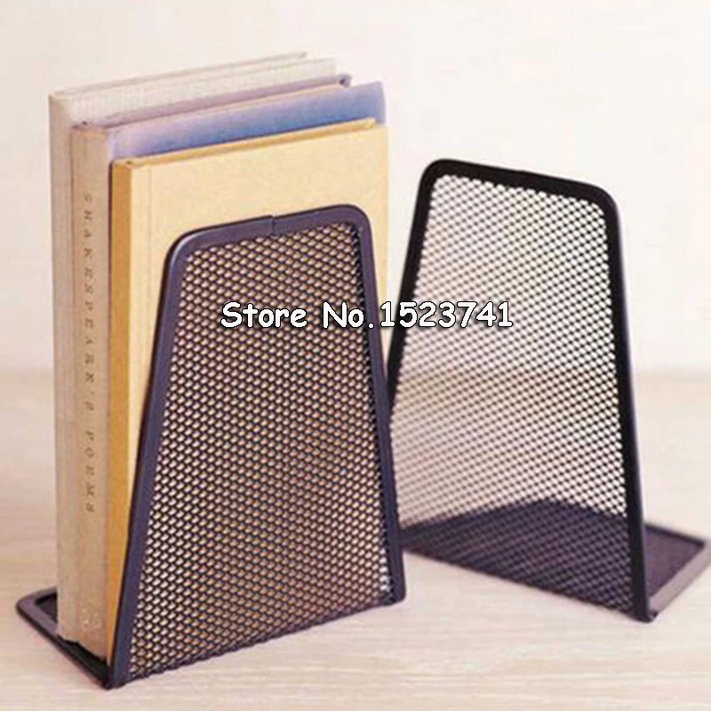 

1 Pair Metal Mesh Desk Organizer Desktop Office accessories Home Book Holder Bookends Black book holder