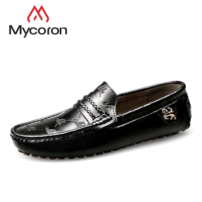 

Mycoron Luxury Fashion Brand Men's Print Pattern Genuine Leather Loafer Shoes Comfortable A Pedal Lazy Shoes Soft Bottom Shoes